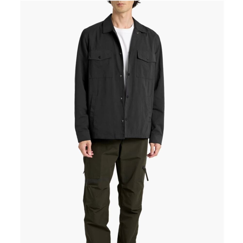 Paige Delman Canvas Overshirt Snap Jacket Flap Pockets Black Mens Size XL